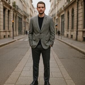 Banana Republic Sport Coat Men's Size 42 Regular Slim Fit Monochrome Plaid